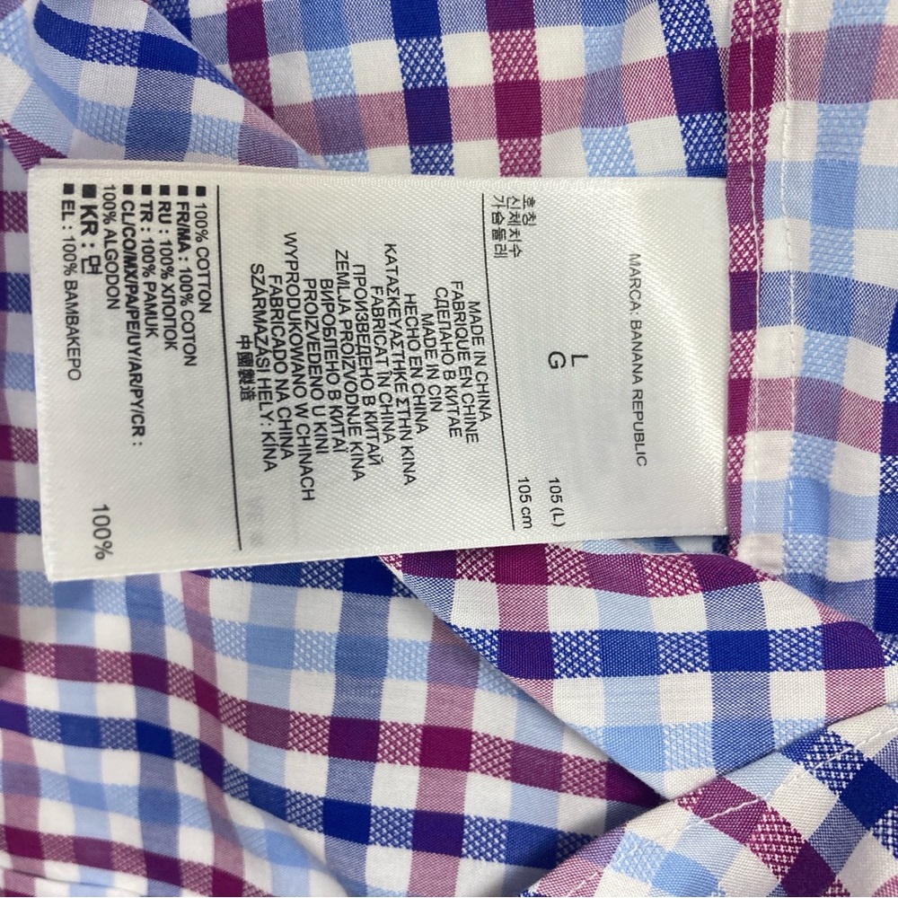 Banana Republic No Iron Slim Fit Men’s Dress Shirt Size Large Blue & Red Plaid - Picture 11 of 15